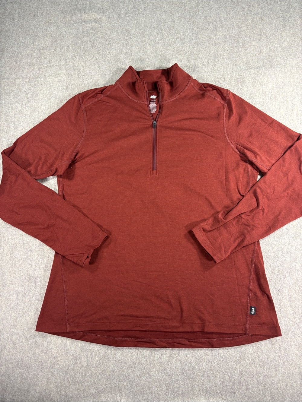 REI Co-op Active Pursuits XL Rust Heather Quarter Zip Performance Pullover EUC